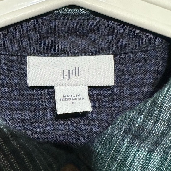 J. Jill Blue Green Plaid Button Up Long Sleeve Shirt soft Cozy Lined Pockets S - Picture 2 of 10